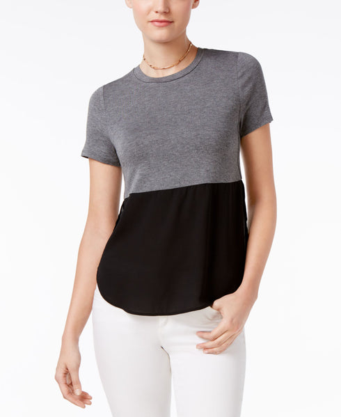 BAR III Short Sleeve Contrast Top